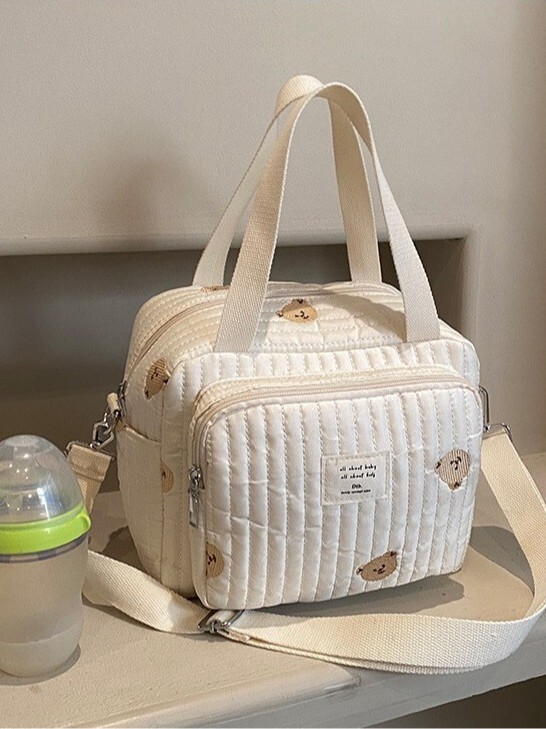 大容量マミーバッグ2025新型ベアー刺繍母子バッグ外出ママシングル肩斜め掛け収納バッグ|undefined