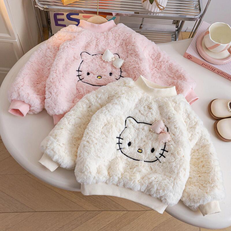 Women's Baby's Mao Mao Hoodie fleece-lined Thickened Top Children's Warm Thick Cute Three-Dimensional Bow Base Shirt Women's Baby's Mao Mao Hoodie fleece-lined Thickened Top Children's Warm Thick Cute Three-Dimensional Bow Base Shirt