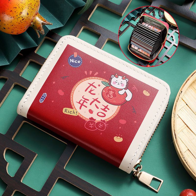 Titular de la tarjeta de dibujos animados lindo cremallera de las mujeres posición multi-tarjeta de gran capacidad anti-desgaussing titular de la tarjeta de los hombres pequeños titular de la tarjeta ultrafino