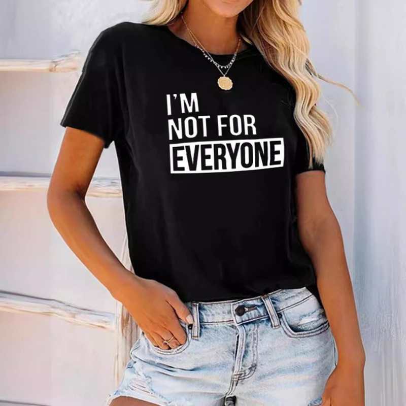 B1019 Spot Cross-border European and American Fashion Women's Clothing Amazon Independent Station Printed Crewneck Pullover T-Shirt