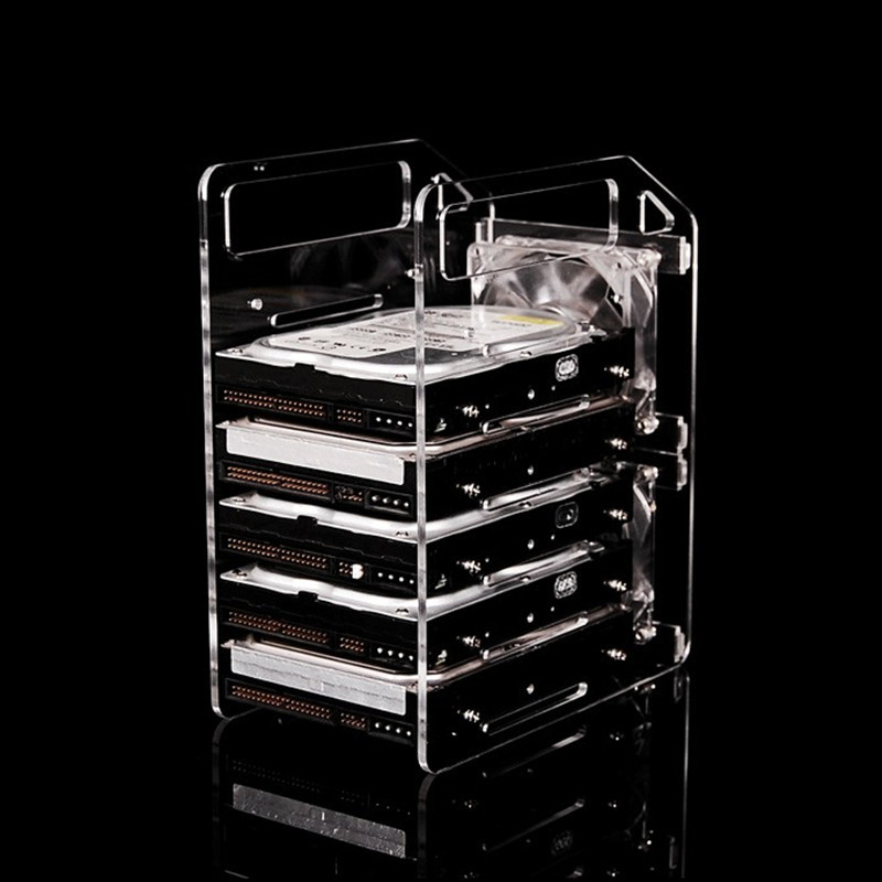 Rack de disco duro rack de expansión soporte de jaula de disco duro mecánico rack de disco duro externo 3,5 caja de disco duro acrílico transparente de escritorio