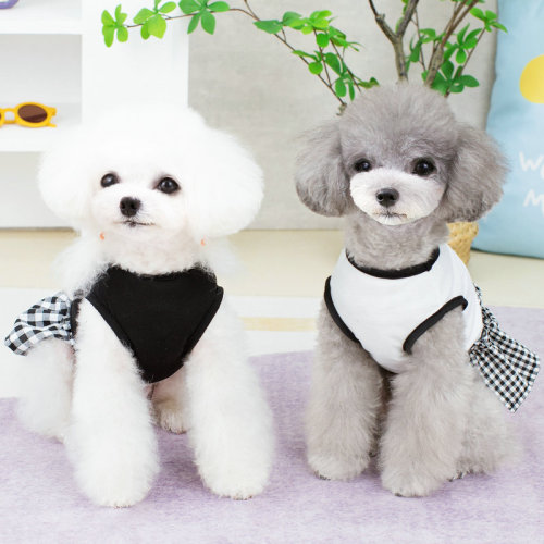 Pet clothes black and white embroidery dress Teddy pet dog warm clothes small and medium-sized dog clothes new fashion accessories