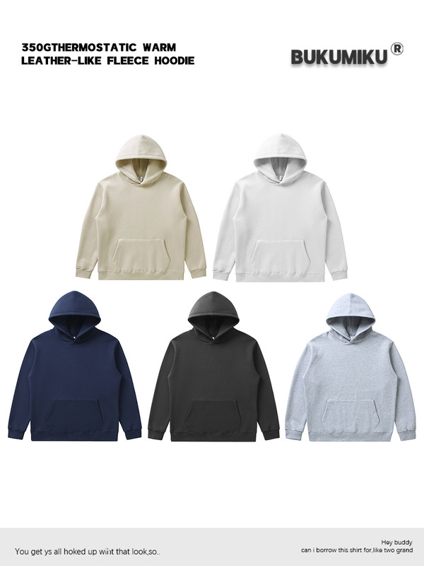 Men's FW2025 US Streetwear Hoodie - Solid Color Thick Fleece|undefined