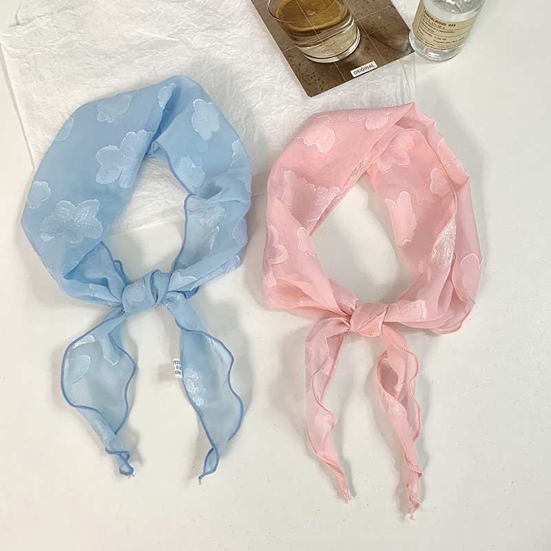 Pañuelo para el cabello pastoral femenino de verano nuevo estilo bufanda de seda sensación de alta calidad bufanda de flores bufanda triangular bufanda de cuello bufanda pequeña