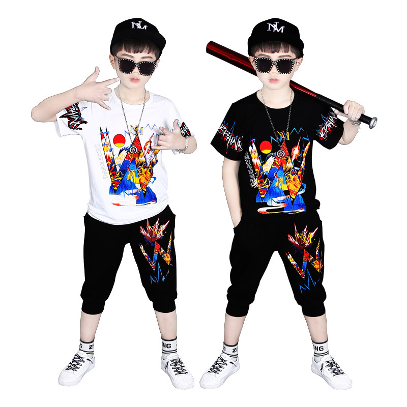 Kinder 2023 Neue Kurzarm Set Sport Trendy Coole und Hübsche Kleidung Sommer Große Jungen_voghion.com