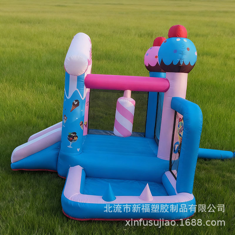 Transfronterizos para el hogar pequeño castillo de helados inflables para niños indoor y outdoor jumping cama diapositiva juguetes