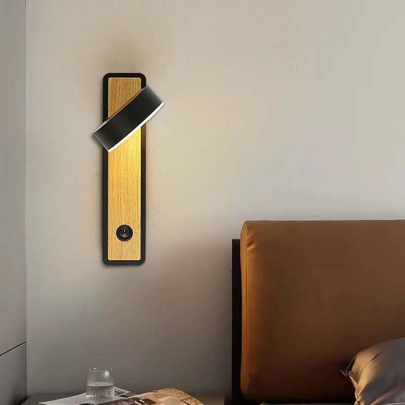 Habitaciones de hotel modernas simples pasillo sala de lectura luces nórdicas creativas con interruptor giratorio dormitorio cabezal de cama lámpara de pared