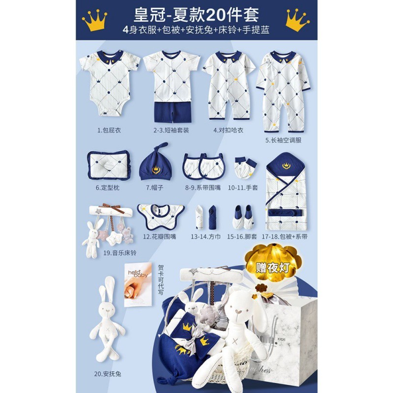 Summer Blue Crown 20-Piece Gift Set [Luxury Gift Basket]