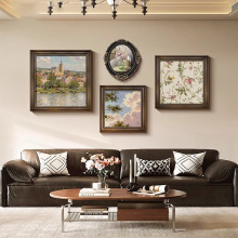 大芬村油画复古中古风客厅沙发装饰画小众艺术房间卧室背景墙挂画
