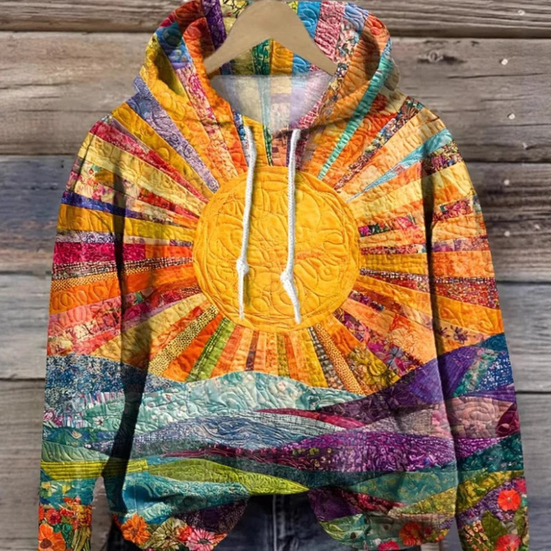 2025 Independent Station Cross-Border Sunflower Pattern Five-Colorful 3D Digital Printing Pullover Santa Claus Hooded Sweatshirt 2025 Independent Station Cross-Border Sunflower Pattern Five-Colorful 3D Digital Printing Pullover Santa Claus Hooded Sweatshirt