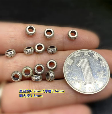 S925 Sterling Silver Retro Large Hole Barrel Beads Spacer Bead Pendant Lanyard Hand-Woven Bracelet DIY Bead Finishing Accessories (Zərgərlik ara hissələri) - b90-1-piece