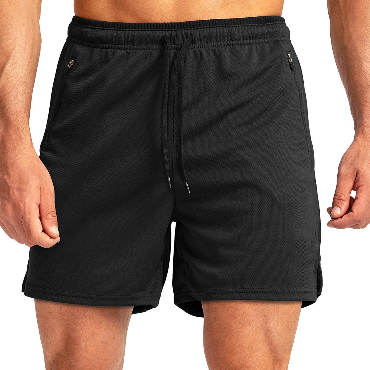 Quick dry sports shorts with zipper for gym, for running