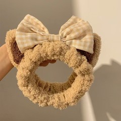 蝶結びのクマちゃん洗顔用ヘアバンド、漫画風ぬいぐるみ猫耳ヘアバンド、フェイシャルマスク用ヘアバンド、女性用ヘアアクセサリー