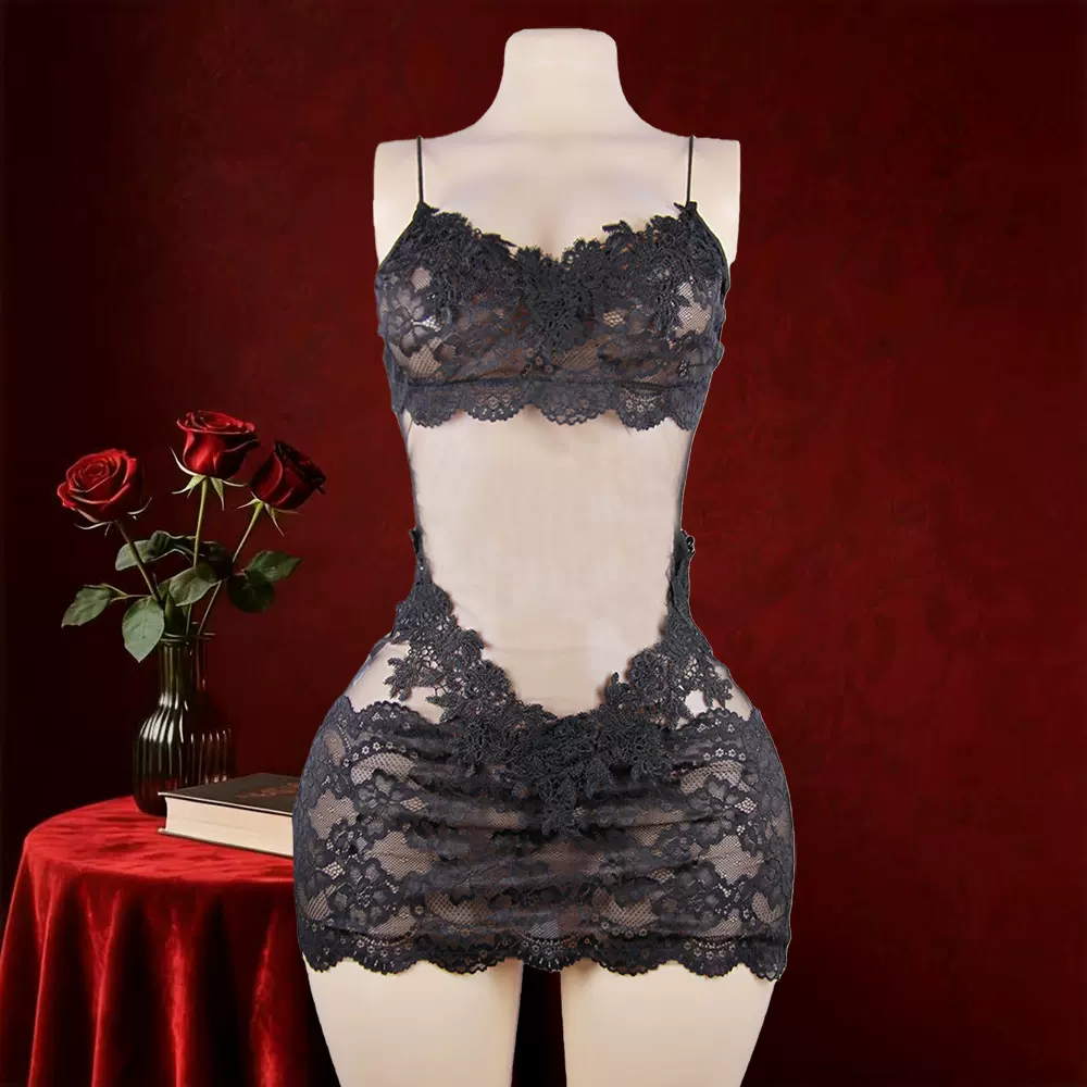 夜妃欧美跨境大码情趣内衣法式浪漫透明紧身调女性感睡裙跨境货源