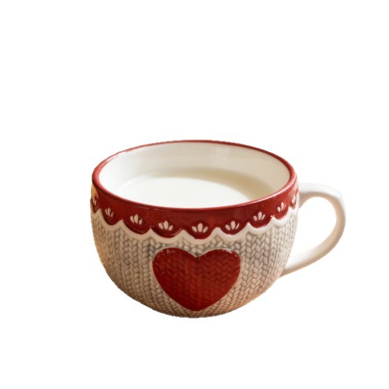 Taza de desayuno de leche de avena casera creativa dibujos animados lindo conejo mango de bolsillos de fideos de cerámica gruesa taza de sopa de gran capacidad