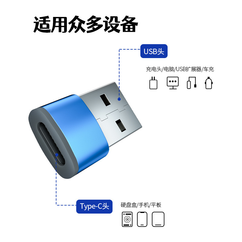 USB2.0 Type-C female to A male adapter C female fast charging USB adapter conversion data wholesale