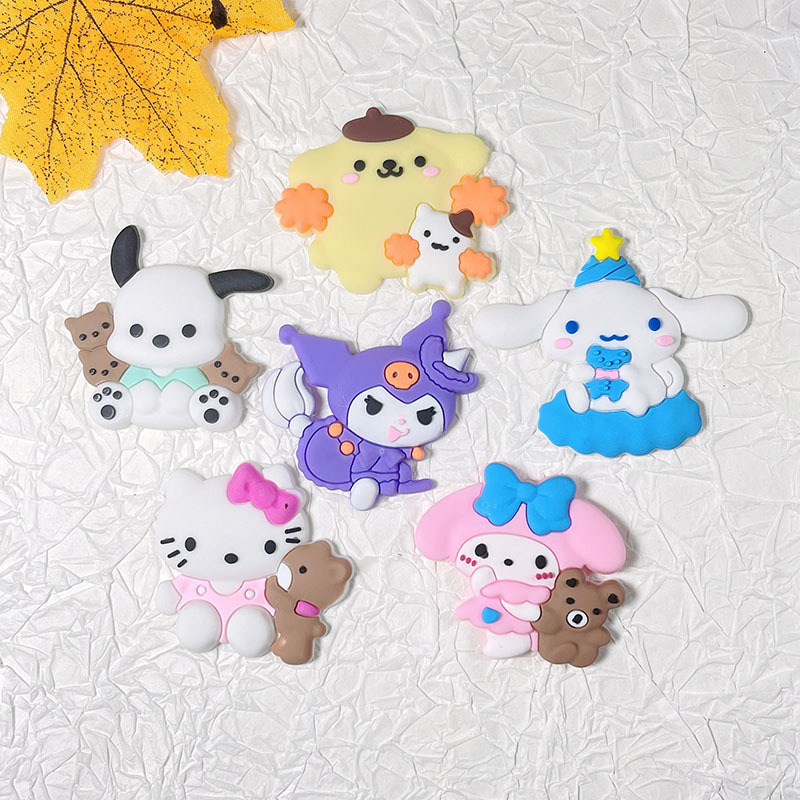 De dibujos animados sanlio Pacha perro PVC pegamento flexible accesorios de la joyería para niños horquilla diadema bolsa caja almacenamiento parche DIY