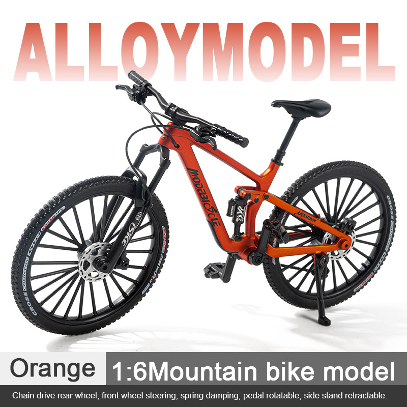 Colección de modelos de automóviles transfronterizos de simulación de aleación de bicicleta de amortiguación delantera y trasera modelo de bicicleta de montaña modelo de vehículo de carretera