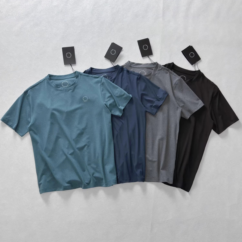 Solid Color Outdoor Sports Short-Sleeved T-Shirt for Spring and Autumn, Young Men's Pure Cotton Heavyweight Half-Sleeve T-Shirt Top, Cross-Border Wholesale