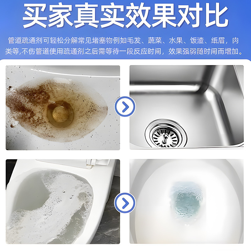 Lubai パイプ高速浚渫バブルパウダーは、キッチン下水道油汚れトイレ浚渫剤卸売を効果的に溶解します|undefined