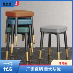 Affordable luxury stool, simple and home-friendly, stackable square stool, bedroom dressing stool, stylish dining stool, modern shoe-changing bench, ginger tea stool.