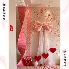 蝴蝶结网红装饰丝绒婚房成品布置春节店铺商场橱窗情人节背景
