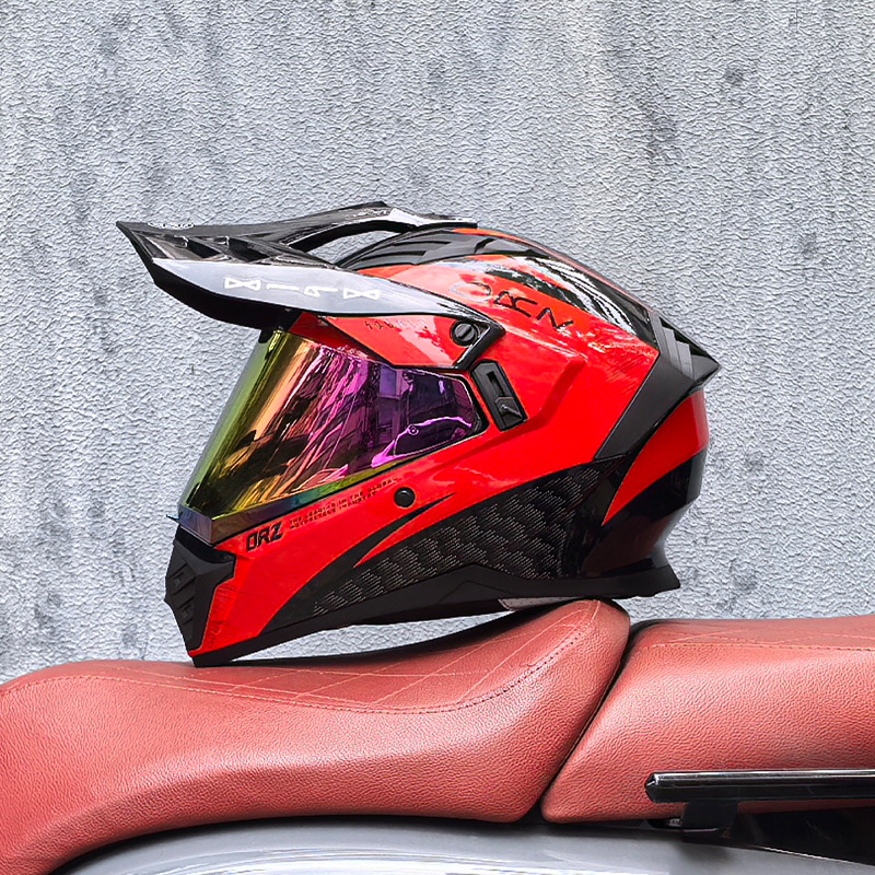 Cascos de Motocicleta Transfronterizos, Cascos de Carretera, Cascos de Una Sola Lente para Hombres y Mujeres, Cascos Integrales de Rally para Carretera y Todoterreno, Cascos para Viajes de Larga Distancia en Motocicleta