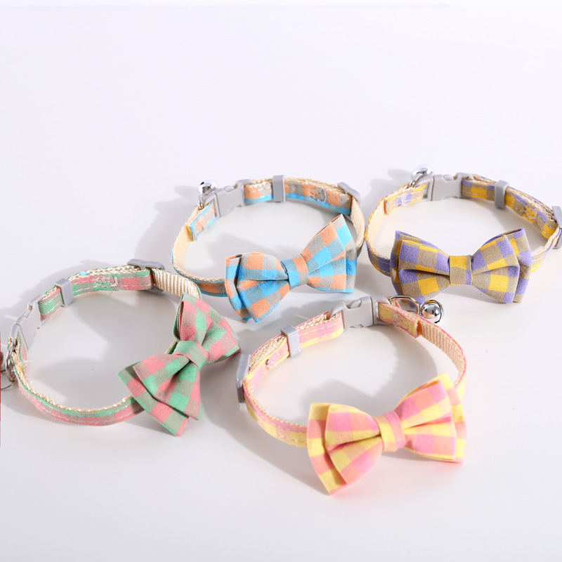 Pet fresco cuadrado británico doble collar de arco desmontable gatos perros corbata de campana ajustable