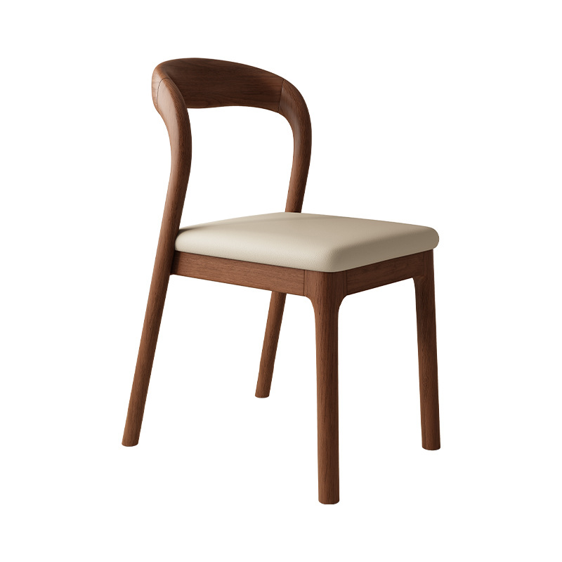 Silla de comedor de madera sólida nórdica silla de mesa de comedor de color nuez simple y moderna silla de paquete suave de hotel silla príncipe