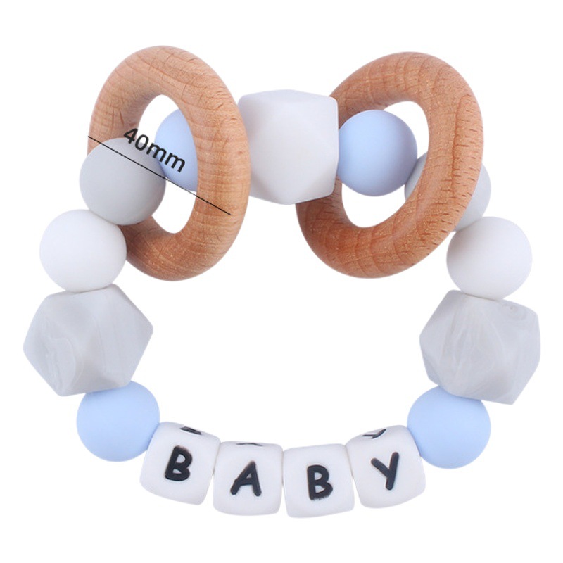Nuevos productos para bebés silicona DIY nombre calmante bebé grande octogonal cuentas de silicona pulsera mordedor juguete