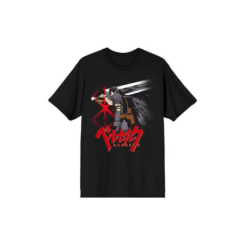 European size pure cotton PacSun Men's Berserk Guts Anime Character T-Shirt European size pure cotton PacSun Men's Berserk Guts Anime Character T-Shirt