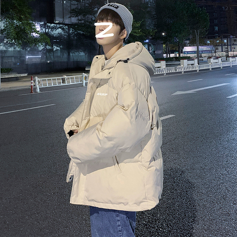 Abrigo acolchado de algodón Otoño e Invierno nueva chaqueta con capucha para hombre cálido color sólido estilo coreano versátil a prueba de viento a prueba de frío suelta chaqueta acolchada de algodón casual