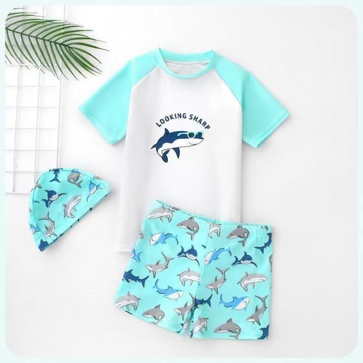 Children's swimsuit boys middle and older children students two-piece swimsuit suit cartoon printed South Korea Baby Beach swimsuit