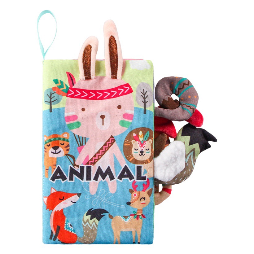 Bebé animal cola libro de tela libro de juguete educativo desgarrable libro de tela del bebé anillo de papel Ilustración libro de educación temprana Juguetes