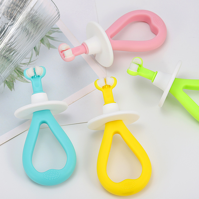 Infant toothbrush soft hair deciduous teeth training silicone handle independent packaging factory source wholesale a generation of hair