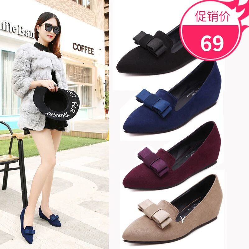 2022 модная женская обувь на танкетке с глубоким бантом, заостренный женский Невидимый Наклонный торт с рабочей женской обувью Джокер