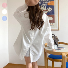 2022秋季日韩跨境新款衬衫女式纯棉宽松设计感后背开叉衬衣女外贸