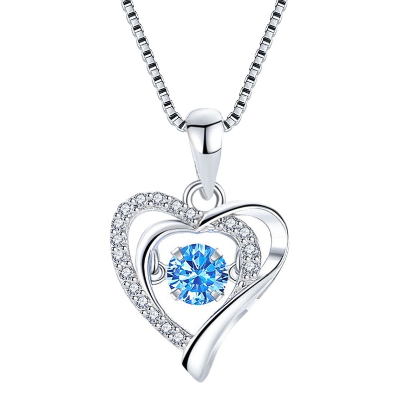 S925 plata collar inteligente en forma de corazón colgante de corazón femenino cadena de clavícula internet celebridad tiktok transmisión en vivo
