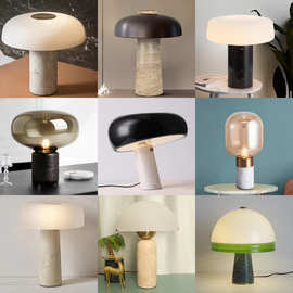 台灯卧室简约现代北欧设计师高级感酒店名宿卧室大理石装饰床头灯