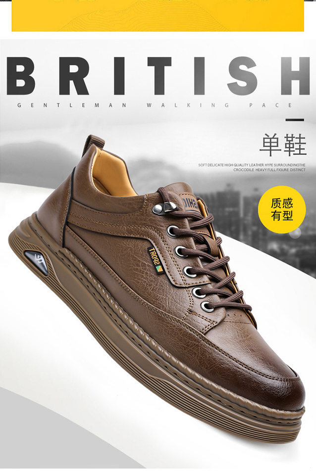 Giày da nam sneaker cổ thấp khâu chỉ thủ công, đế bằng, dây buộc phía trước — Màu nâu, Màu trắng, màu đen chi tiết 2