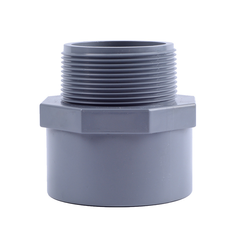 CPVC浅灰色/米黄色工业管件 CPVC外牙直接外螺纹直接头外丝直通