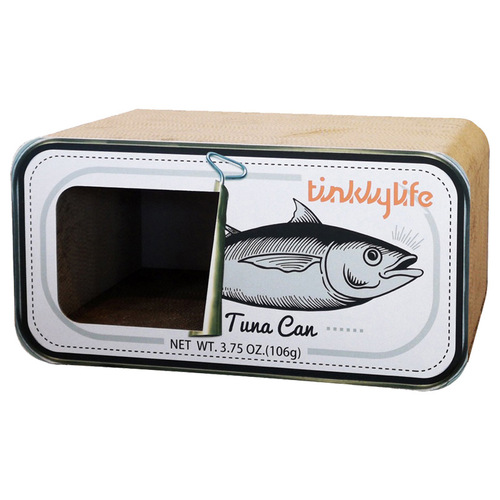 Tinklylife canned fish cat scratching board, canned fruit corrugated cat nest, cat scratching board, cat toy assembly