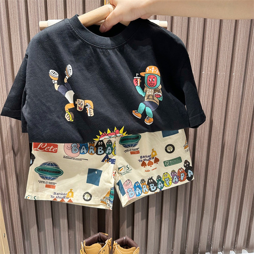 Children's T-shirt short-sleeved pure cotton 2024 summer new style boys' trendy tops small and medium-sized boys' children's clothing summer clothes