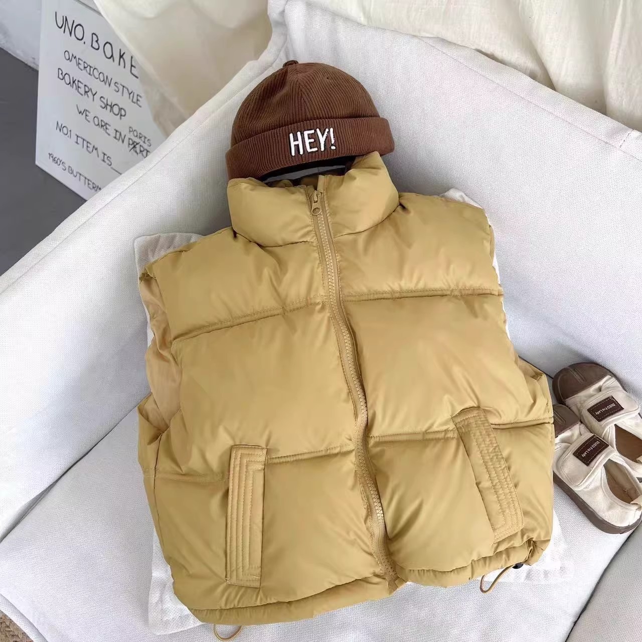 Nuevo chaleco de algodón de piel de cordero para otoño e invierno, chaleco de cuello alto grueso para niños medianos y grandes, moda para niños y niñas image 4