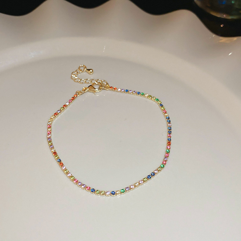 Pulsera de apertura geométrica de malla de flor de circón, pulsera retro de lujo ligero exquisito europeo y americano