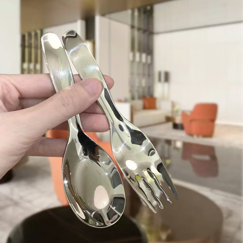 Douyin Stainless Steel Kidsren's Spoon Kidsren's Fork Baby Spoon Mother and Baby Spoon Complementary Food Spoon Kidsren's Feeding Spoon Portable Set