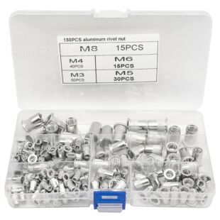 �羳150pcs���b�X����ĸƽ�^��ñ����Q�y���T��ĸM3- M8�M�����b