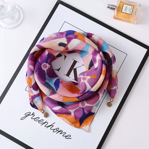 Autumn and Winter New Stylish Versatile Neck Warmer Scarf, Fashionable Scarf, Silk Scarf, Korean Style Small Gold Ball Magnetic Buckle Scarf