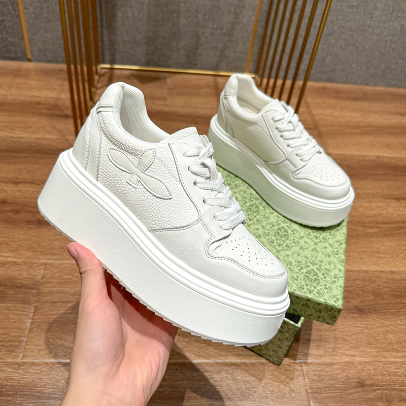10cm Women's Height-Increasing White Shoes 2025 Autumn New Thick-Soled Height-Increasing Shoes Casual Versatile Sneakers Platform Shoes
