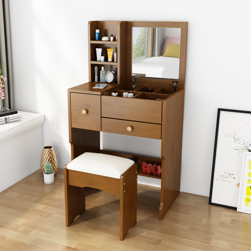 Dressing Table Modern Simple Small Apartment Flip-Top Dressing Table Popular Ins Storage Cabinet Integrated Mini Dressing Table